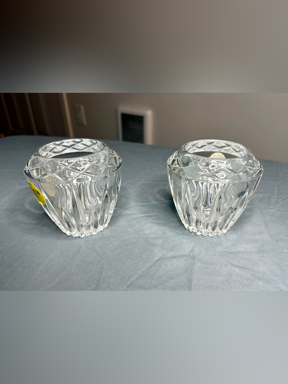 Princess House Clear Crystal Cut Votive Candle Holders - Clear Pair
